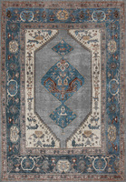 Adiva 20 Fuß Jacquard-gewebter, maschinell gefertigter türkischer Teppich, waschbar, Polyester, rutschfeste Gummirückseite, Gaziantep, geometrisches Niedrigflor-Design