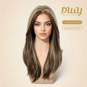 Précommande Perruque Synthétique Cori-DWy 13x4 Lace Front à Raie Libre Sans Colle Longue et Droite Rose Brun avec Dentelle Transparente - Product Image 2