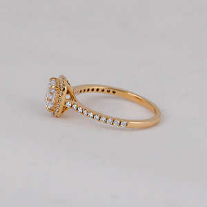 18KT <b>Solid</b> Gold Plated Lab Grown Diamond Asscher Cut Engagement Wedding Ring with Glamorous Lab Created Diamond - Product Image 3