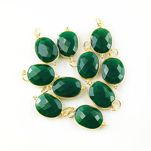 ชุดสร้อยคอพลอยโอนิกซ์สีเขียวกรอบแฟนซีสีทองรูปทรงไม่สม่ำเสมอสำหรับเครื่องประดับคริสต์มาสทำจากวัสดุเงินสเตอร์ลิง - Product Image 1