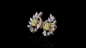 Pendientes de Diamantes Cultivados en Laboratorio con Corte Marquesa y Pera, con Zafiro Verde-Amarillo de Laboratorio |   Joyería de Lujo para Fiestas y Cócteles - Product Image 3