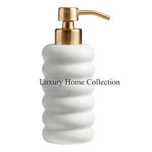 <b>White</b> Color Curved Designer <b>Body</b> and Gold Plated Pump Liquid Soap Dispenser Kitchen & Bathroom Accessories Supplies From India - Product Image 1