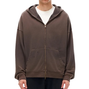 เสื้อฮู้ดซิปสีไล่ระดับ พิมพ์โลโก้ตามสั่ง สไตล์วินเทจ เนื้อผ้าหนา - Product Image 1