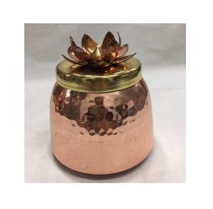 Set Of 2 Decorative Nut Dry Fruits Jar Brass <b>With</b> <b>wood</b> <b>lid</b> For Diwali Gifted And Home Decoration handmade - Product Image 5