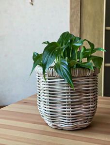 Jardinière rustique en rotin conçue pour les balcons de jardins de ferme coins de cuisine ou décorations extérieures confortables de style campagnard - Product Image 2