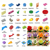 Blocs de construction personnalisés Gobricks MOC, bouquet de fleurs, vase, plastique ABS, briques florales artificielles à assembler soi-même pour la décoration de la maison, cadeau