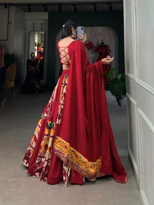 Nueva elegancia de rayón y seda estampada con Gota Patti y encaje de cauri Lehenga Choli Indian Expoert y suministro al precio más bajo - Product Image 5