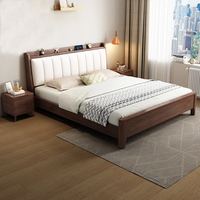 "Panneau de Bois Minimaliste Super King Size Cadre de Lit en Bois avec Rangement"