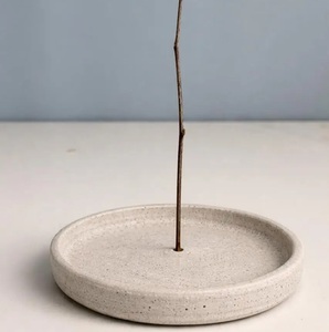 Handcrafted white marble <b>incense</b> <b>stick</b> <b>holder</b> round cylinder aroma diffuser stand minimalist stone agarbatti <b>holder</b> for home - Product Image 2