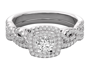 Anillo de Compromiso con Halo de Diamantes de Corte Brillante, Chapado en Oro de 14K, Plata de Ley, Diseño Personalizado, Elegancia Clásica para Mujer - Product Image 4