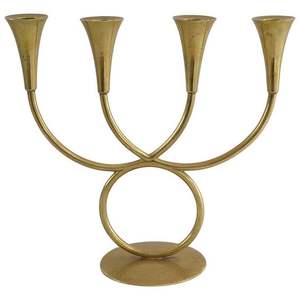 Candelabro Moderno de Metal Dorado de 4 Brazos para Centro de Mesa de Boda, Acabado de Latón de Lujo, Portavelas Cónico, Decoración de Mesa - Product Image 1