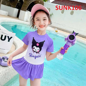 Traje de baño de alta calidad Poly Spandex Rash Guard para niñas, Manga corta transpirable, logotipo frontal, serigrafía para niños pequeños - Product Image 5