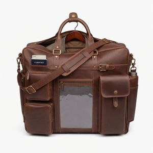 Sac de voyage convertible en cuir de luxe pour costume et veste - Product Image 3