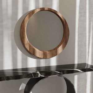 Espejo de pared decorativo hecho a mano redondo de madera de calidad moderna para la decoración de la sala de estar del hogar Exportación DE LA India - Product Image 2
