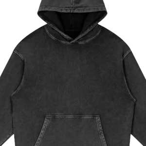 Sudadera con capucha negra lavada con ácido, ropa de calle de gran tamaño, Jersey de algodón Unisex pesado, sudadera con capucha, Top informal Vintage holgado - Product Image 6