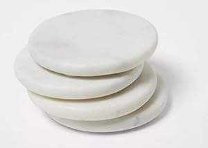 White Marble <b>Coasters</b> <b>Set</b> of 4 <b>with</b> <b>Holder</b> for Hot Cold Drinks Kitchen Coffee Dining Table Decor - Product Image 4