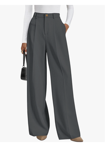 Pantalons palazzo taille haute pour femmes en gros, pantalons à jambes larges, décontractés pour le travail, pantalons de bureau, tissu respirant - Product Image 6