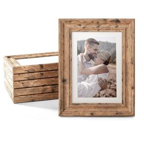 Cadres photo 4x6 Ensemble de 6 cadres photo ferme rustique 3x5 avec tapis ou 4x6 sans tapis Affichage de table et montage mural - Product Image 1
