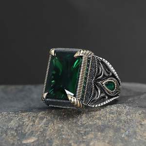 Bague pour homme en argent sterling 925 de haute qualité, style ottoman, Azuris VALKH1865, pierre naturelle d'origine turque, bijoux de mode - Product Image 1