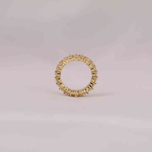 แหวนเพชรทรงกลมสองแถวแบบเต็มวง ฝังเพชรแล็บโกรว์ รักษาสิ่งแวดล้อม แหวนทองคำเหลืองสำหรับเป็นของขวัญ - Product Image 3