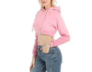 ใหม่เสื้อสเวตเตอร์มีฮู้ดของผู้หญิงเสื้อครอปผ้าฝ้ายสี100% ระบายอากาศป้องกันริ้วรอยเสื้อผ้าเด็กผู้หญิงฤดูใบไม้ร่วงฤดูหนาว1 - Product Image 5