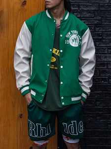 แจ็กเก็ตผ้าใบพิมพ์ลายใส่สบายสำหรับผู้ชายแจ็กเก็ตกันหนาวสไตล์ใหม่มีโลโก้ด้านหน้า - Product Image 3