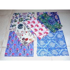 Ensemble de serviettes réutilisables indiennes faites à la main bloc de coton imprimé mélange coloré pour un usage domestique mariages fait à la main écologique - Product Image 1