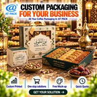 Boîte en papier personnalisée AT PACK pour les douceurs arabes, facile à emporter, emballage cadeau portable pour baklava avec poignée