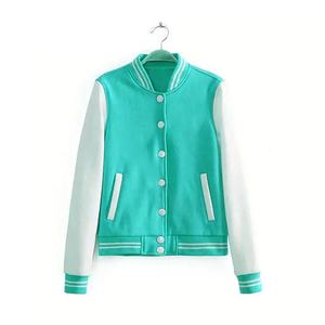 Violet blanc manches laine corps Patch boutonné collège Style Bomber manteau haute qualité à la mode Letterman Baseball respirant - Product Image 5