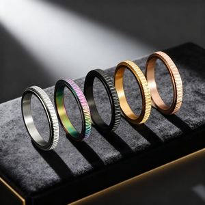 Bague anti-stress plaquée or 18 carats pour femmes, bijou apaisant pour soulager l'anxiété, cadeau - Product Image 1
