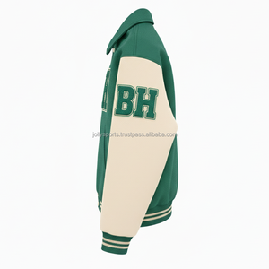 420 GSM laine tissu veste universitaire Premium vert Beige corps Logo personnalisé broderie Chenille Patch conception femmes vestes universitaires - Product Image 3