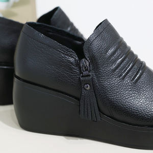 [JSHOE] Botines de Cuero Vacuno Genuino para Mujer, Zapatos de Plataforma Cómodos, Botines de Tobillo sin Cordones para Caminar - Product Image 2