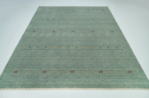 Alfombra Gabbeh de Lana Verde Hecha a Mano, Alfombra Tribal Bohemia, Alfombra de Gran Tamaño Personalizada, Alfombra Acogedora para Decoración del Hogar - Product Image 6