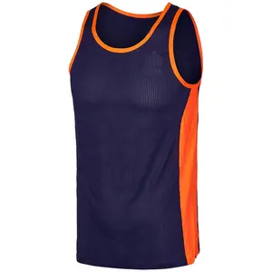 Yüksek kalite hızlı kuru özel Polyester Tank Top yaz yelek erkekler Tank Top basketbol mavi turuncu Tank Top erkekler kolsuz gömlek