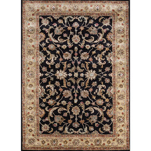 Kasbah Grey & Black Hand Tufted Wool & <b>Viscose</b> Rug Floral Pattern Rectangle Carpet for Home & Hallway 10mm Thickness-<b>Top</b>-1502 - Product Image 1