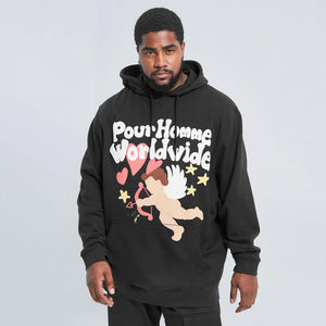 2024 personalizado 100% algodón de gran tamaño chándal Puff estampado completo pulóver Sudadera con capucha con secado rápido ligero características para adultos - Product Image 5