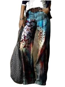 Vaqueros acampanados de mezclilla Y2K personalizados para mujer, de cintura baja, azules vintage, con diseño de dobladillo sin rematar y patchwork, que realzan los glúteos. - Product Image 2