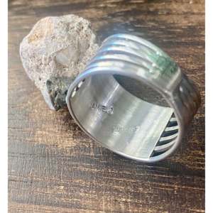 Navajo Made Sterling Silver <b>Ring</b> with White Opal Inlay Size 11.5 <b>Rose</b> <b>Gold</b> & Rhodium Plated - Product Image 5