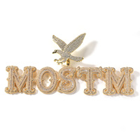 Collier pendentif aigle en laiton 5A CZ micro-pavé, chaîne de pendentif alphabet DIY pour vendeurs en ligne, bijoux personnalisés