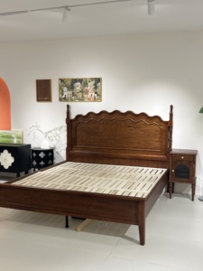 Traditional Solid Mahogany Sleigh <b>Bed</b> <b>Queen</b> <b>Size</b> Hand Carved Wood <b>Frame</b> Bedroom Furniture - Product Image 5