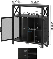 Armoire de bar moderne noire avec étagères Rangement élégant pour le vin, le café et plus encore dans la cuisine ou le salon