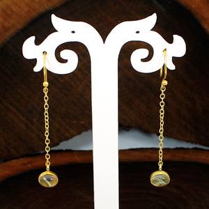 ต่างหูระย้าแฟชั่นกระจกแตกสีเขียว - Product Image 3