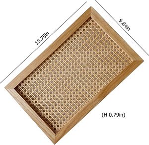 Bandeja de servicio de variedad exclusiva para regalos de hotel con bandejas de servicio de metal multiusos de ratán Bandeja marrón con forma rectangular - Product Image 6