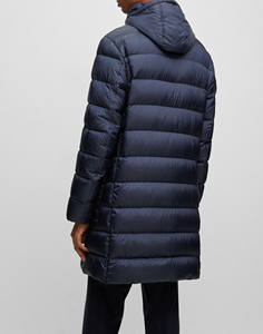 Chaqueta acolchada larga de poliéster 100% OEM/ODM para hombre, logotipo bordado personalizado, cremallera completa, chaqueta de invierno con capucha y acolchado grueso para hombre - Product Image 2