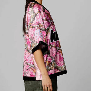 Custom Unisex camouflage Mesh American Football Jersey Pink Camo Oversized Short Sleeve Custom OEM Private Label Wholesale USA - Product Image 5