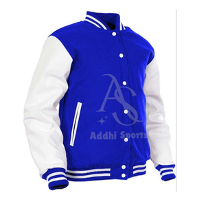 Clásico azul blanco Varsity Letterman a prueba de viento estilo universitario chaqueta de hombre OEM fabricante prendas de vestir exteriores - Product Image 2