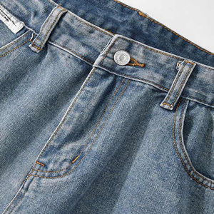 Taille moyenne hommes Denim pantalon en vrac approvisionnement jambe droite à la mode pantalon coton tissu avec fermeture à glissière et cinq poches - Product Image 4