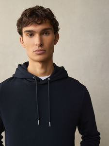 Sudadera con capucha suave de gran tamaño para hombre, transpirable, 100% algodón, color negro, cuello con capucha a la moda - Product Image 2