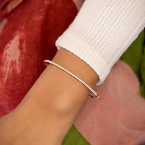 สร้อยข้อมือเพชรโมอิสคุณภาพสูงทันสมัยสำหรับผู้หญิงกำไลข้อมือเพชรสำหรับปลูกแบบกลมเครื่องประดับหรูหราสีเหลืองทอง10K - Product Image 5