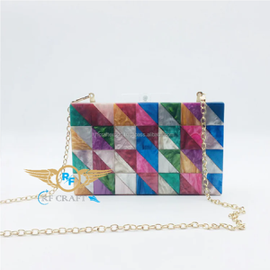 2023 New Style Luxury <b>Resin</b> Woman's Evening Bag Mother of Pearl Party Clutch Ladies' Wholesales India Featuring <b>Stone</b> Pattern - Product Image 1